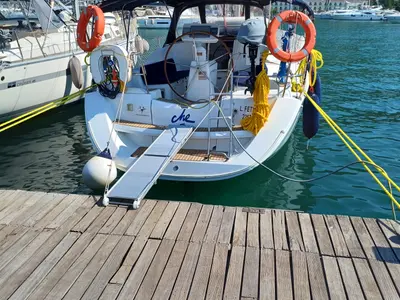 Exterior view of Che, a Jeanneau Sun Odyssey 36i sailboat at Fethiye, Turkey