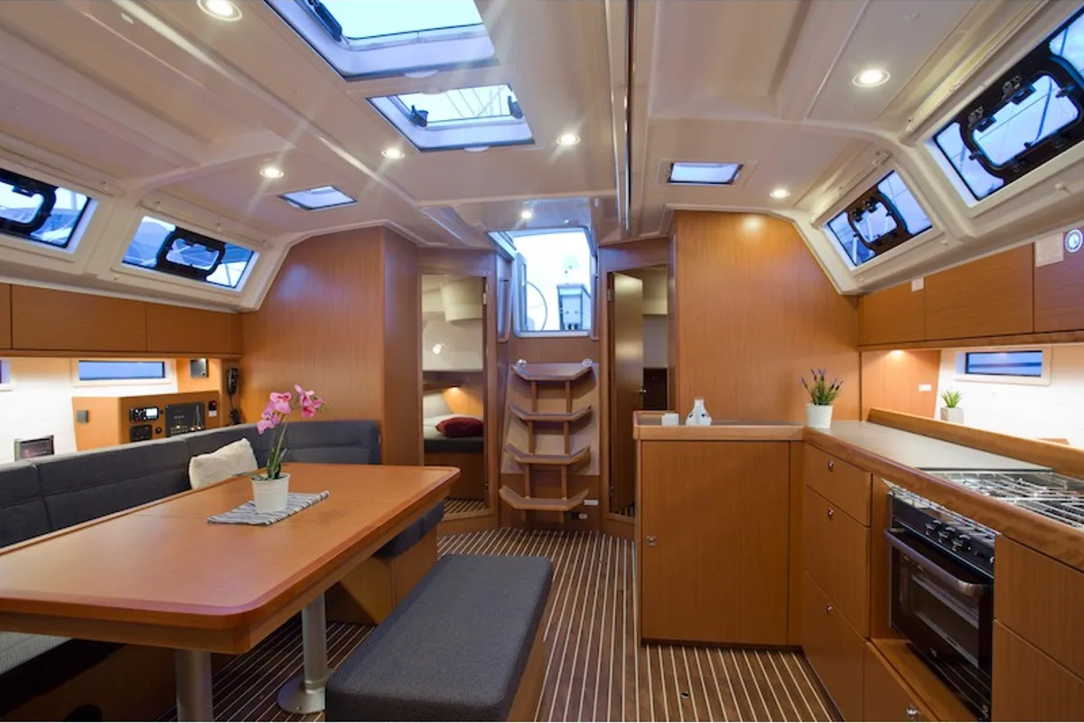 Salon of Avatar, a Bavaria Cruiser 46 sailboat at Šibenik, Croatia