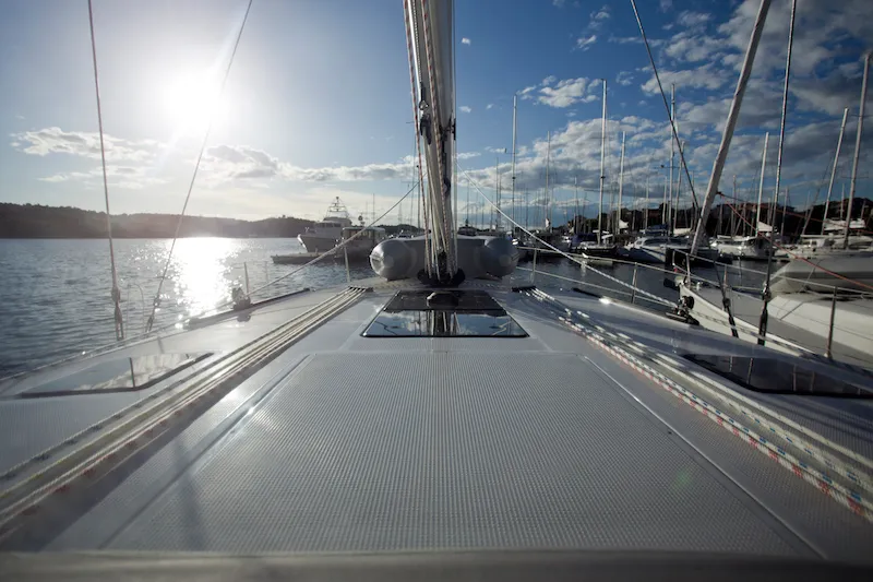 Deck of Avatar, a Bavaria Cruiser 46 sailboat at Šibenik, Croatia