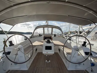 Cockpit of Avatar, a Bavaria Cruiser 46 sailboat at Šibenik, Croatia