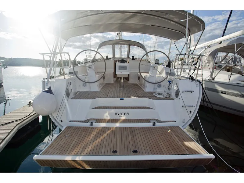 Exterior view of Avatar, a Bavaria Cruiser 46 sailboat at Šibenik, Croatia