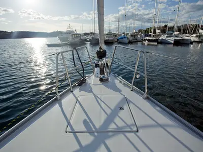 Deck of Avatar, a Bavaria Cruiser 46 sailboat at Šibenik, Croatia