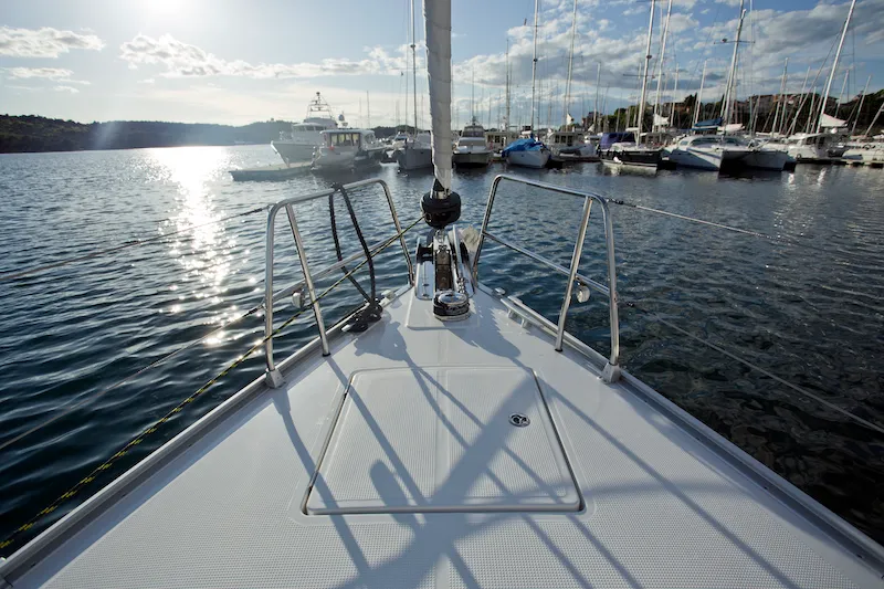 Deck of Avatar, a Bavaria Cruiser 46 sailboat at Šibenik, Croatia