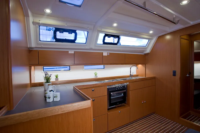 Galley of Avatar, a Bavaria Cruiser 46 sailboat at Šibenik, Croatia