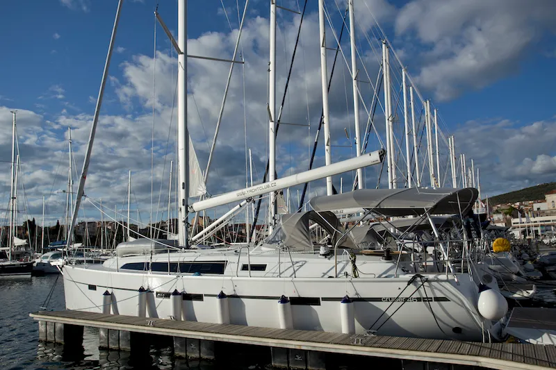 Exterior view of Avatar, a Bavaria Cruiser 46 sailboat at Šibenik, Croatia