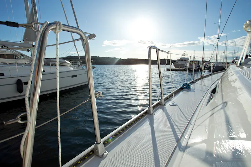 Deck of Avatar, a Bavaria Cruiser 46 sailboat at Šibenik, Croatia