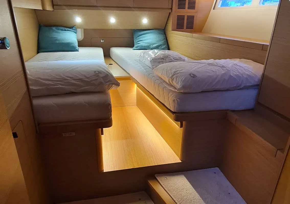 Cabin on Premium, a Dufour 56 Exclusive sailboat at Castellammare del Golfo, Italy
