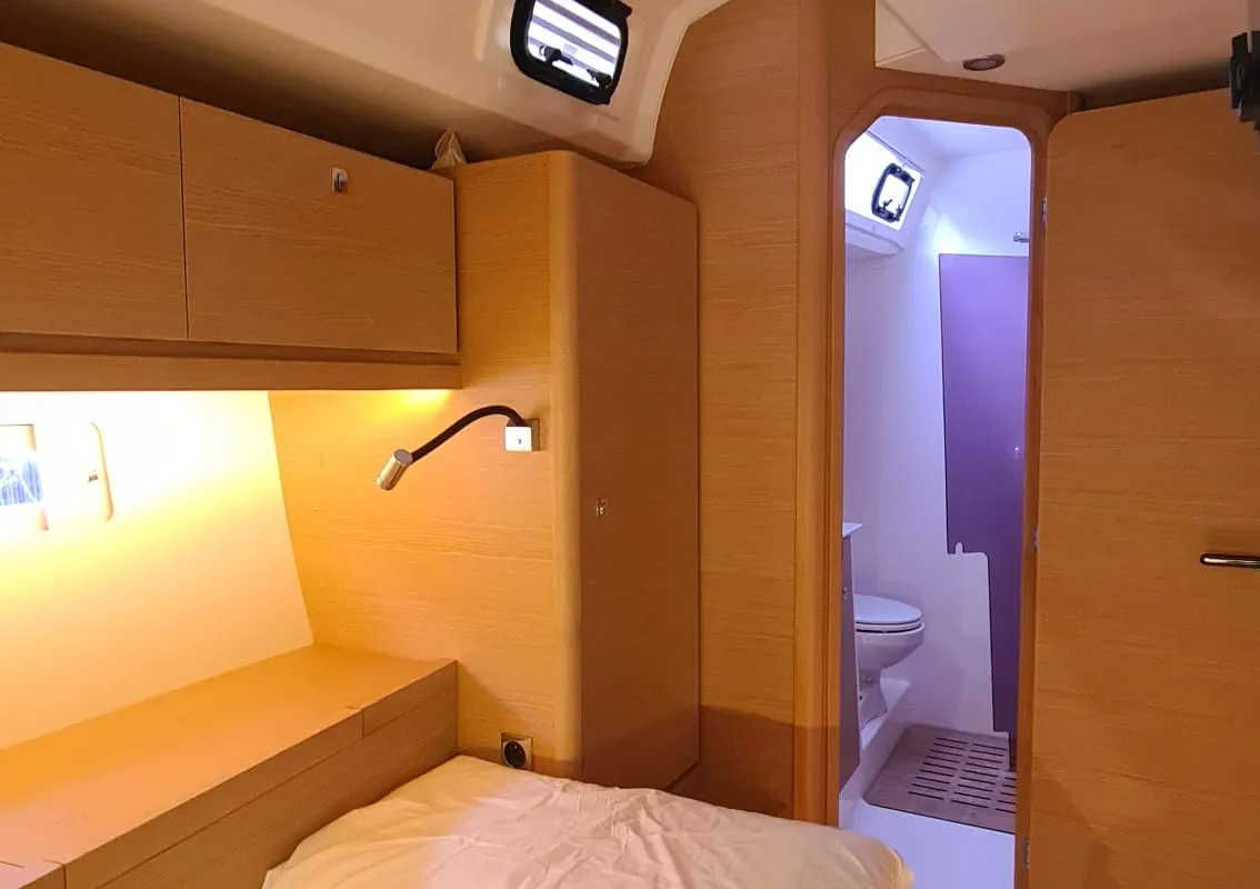Cabin on Premium, a Dufour 56 Exclusive sailboat at Castellammare del Golfo, Italy