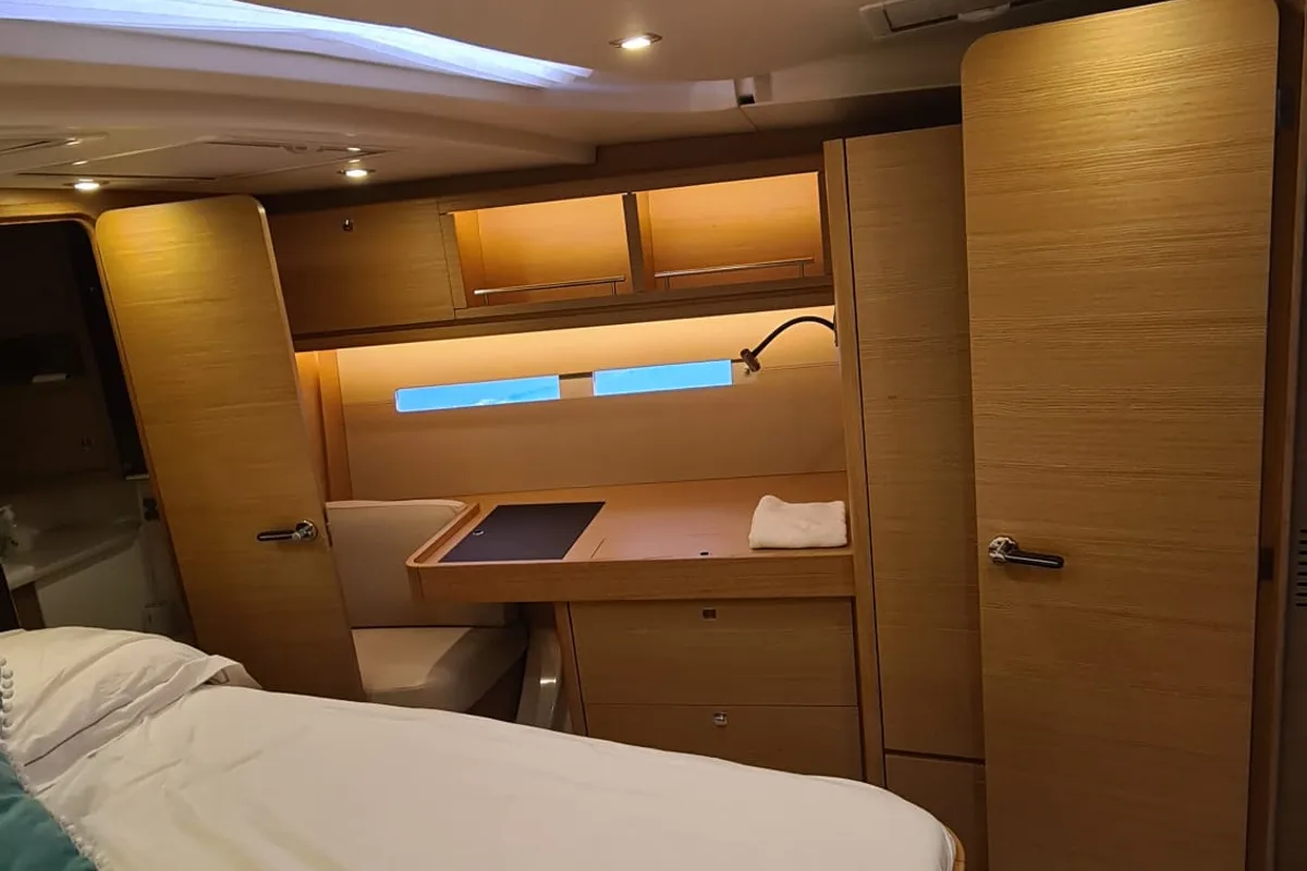 Cabin on Premium, a Dufour 56 Exclusive sailboat at Castellammare del Golfo, Italy