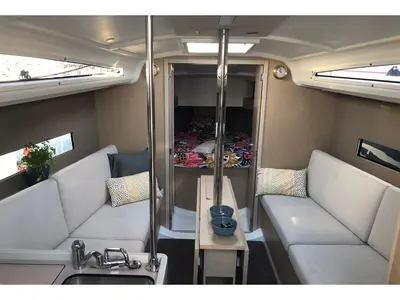 Salon of MOBULA ZERO, a Beneteau Oceanis 30.1 sailboat at Split, Croatia