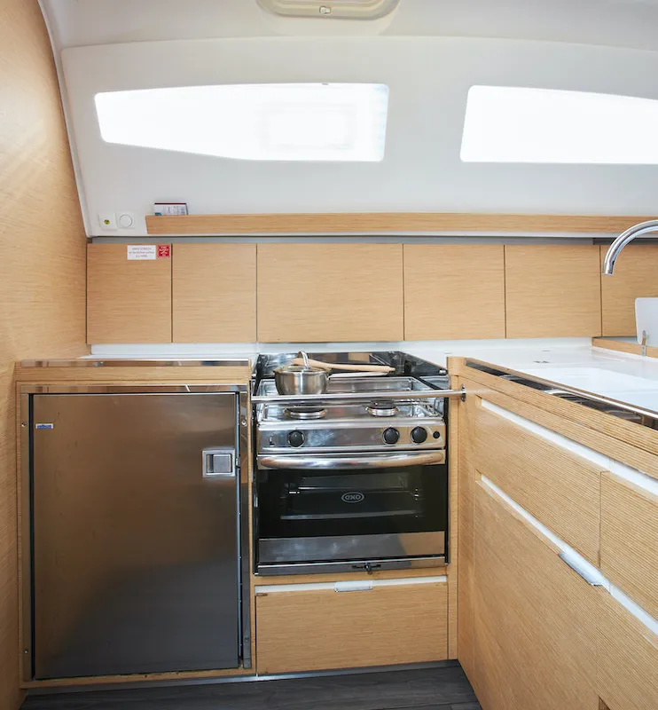 Galley of California, a Elan Impression 45 sailboat at Grad Kaštela, Croatia