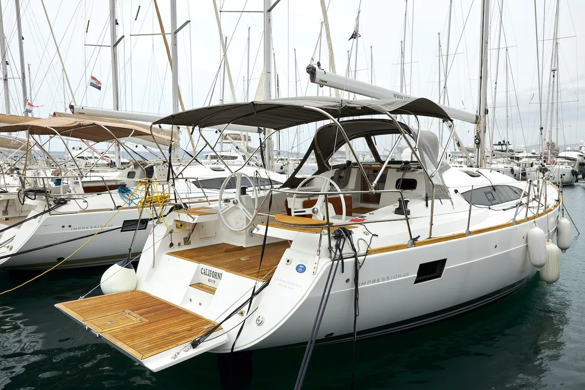 Exterior view of California, a Elan Impression 45 sailboat at Grad Kaštela, Croatia