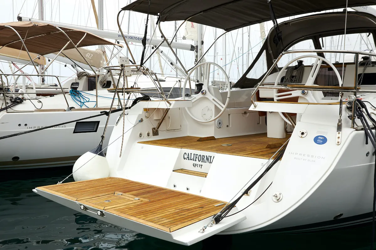 Exterior view of California, a Elan Impression 45 sailboat at Grad Kaštela, Croatia