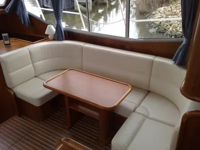 Cockpit of Mercurius, a De Drait Advantage 42 motorboat at Heukelum, Netherlands