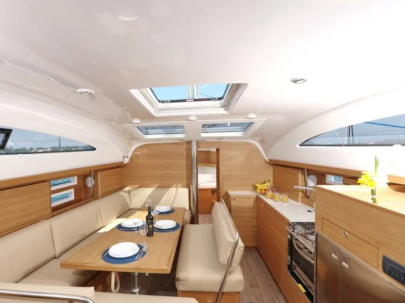 Salon of REBEL YELL, a Elan Impression 45.1 sailboat at Pula, Croatia