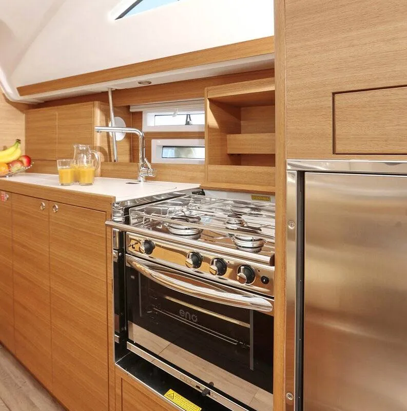 Galley of REBEL YELL, a Elan Impression 45.1 sailboat at Pula, Croatia
