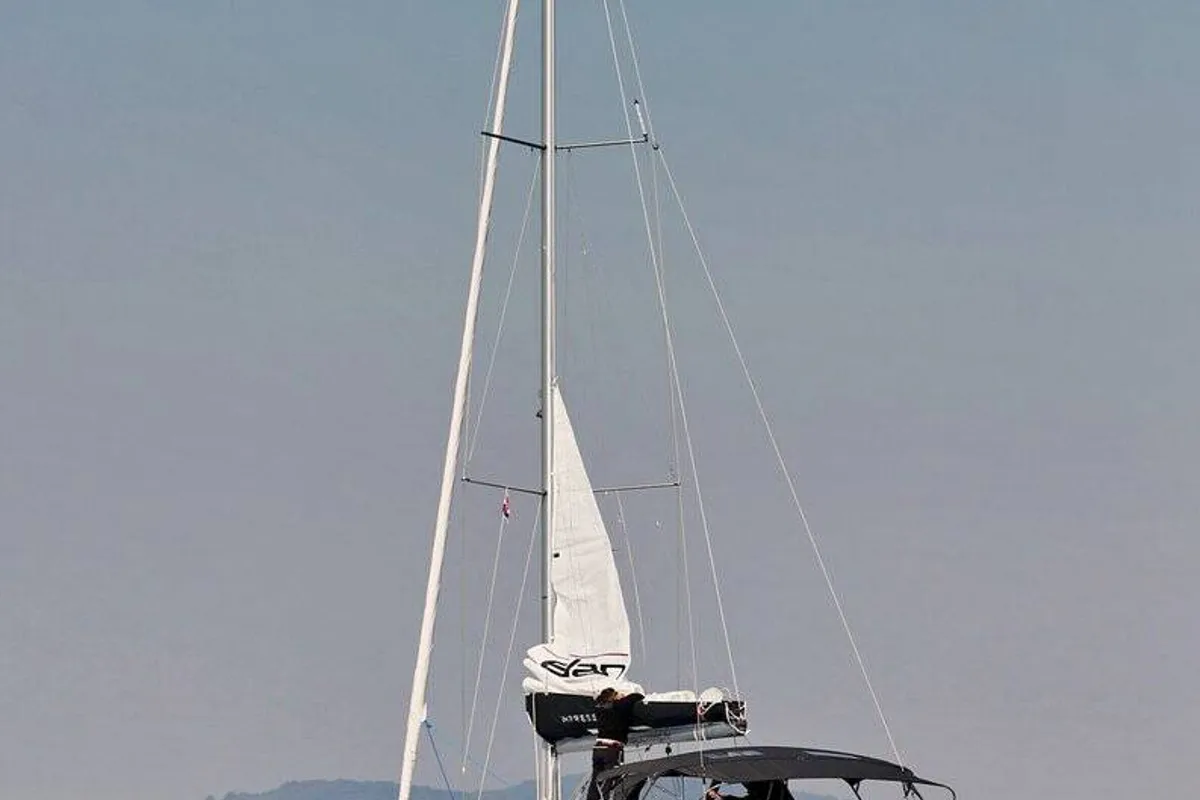 Exterior view of REBEL YELL, a Elan Impression 45.1 sailboat at Pula, Croatia