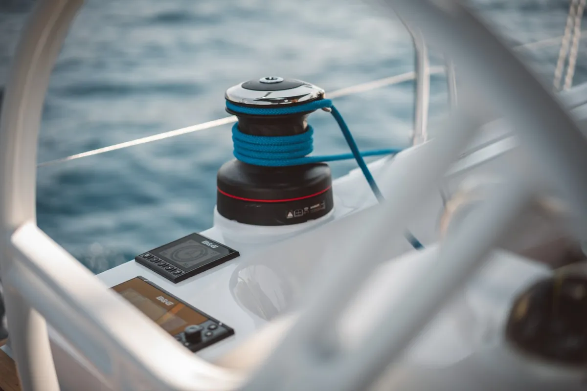 Cockpit of REBEL YELL, a Elan Impression 45.1 sailboat at Pula, Croatia