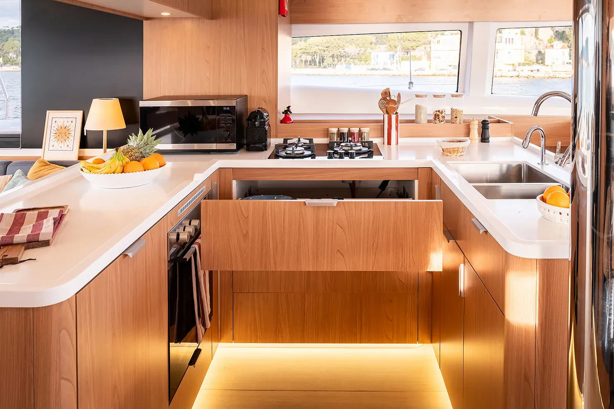 Galley of Lumière, a Bali 5.2 catamaran at Općina Sukošan, Croatia