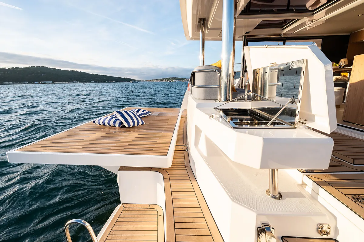 Deck of Lumière, a Bali 5.2 catamaran at Općina Sukošan, Croatia