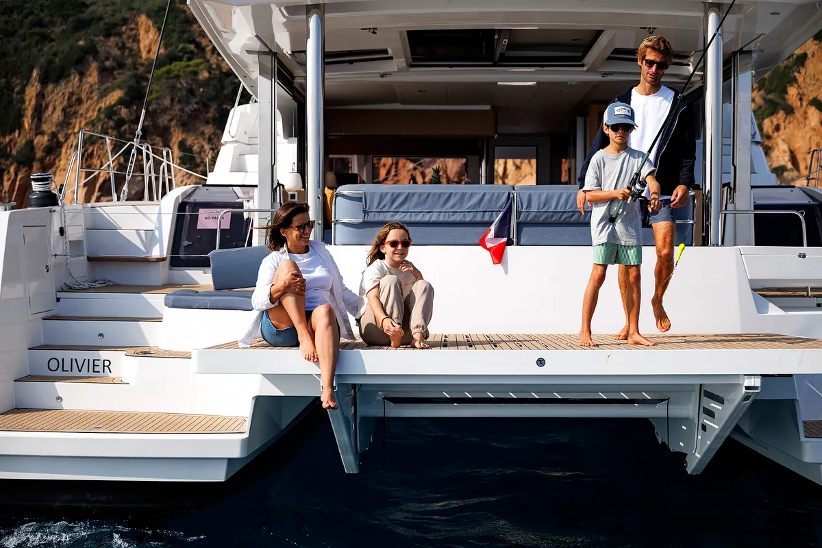 Deck of Lumière, a Bali 5.2 catamaran at Općina Sukošan, Croatia