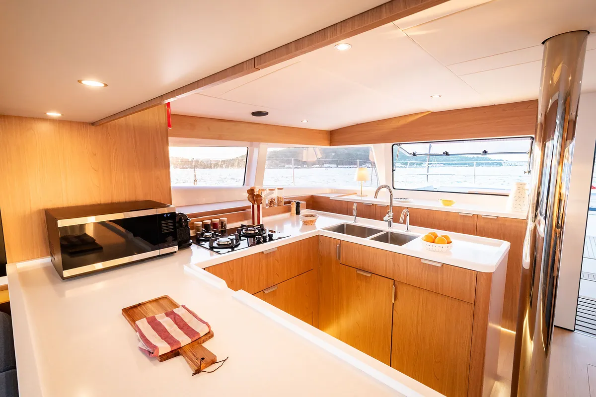 Galley of Lumière, a Bali 5.2 catamaran at Općina Sukošan, Croatia
