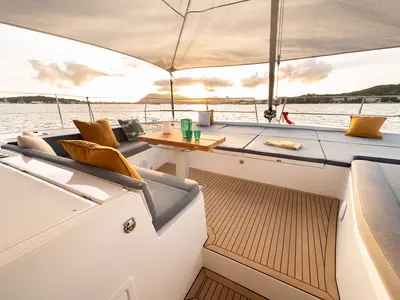 Deck of Lumière, a Bali 5.2 catamaran at Općina Sukošan, Croatia