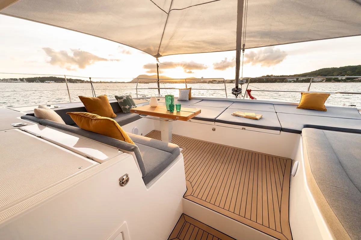 Deck of Lumière, a Bali 5.2 catamaran at Općina Sukošan, Croatia