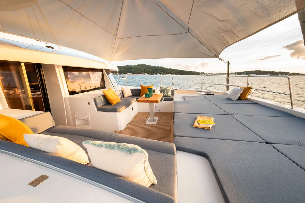 Deck of Lumière, a Bali 5.2 catamaran at Općina Sukošan, Croatia