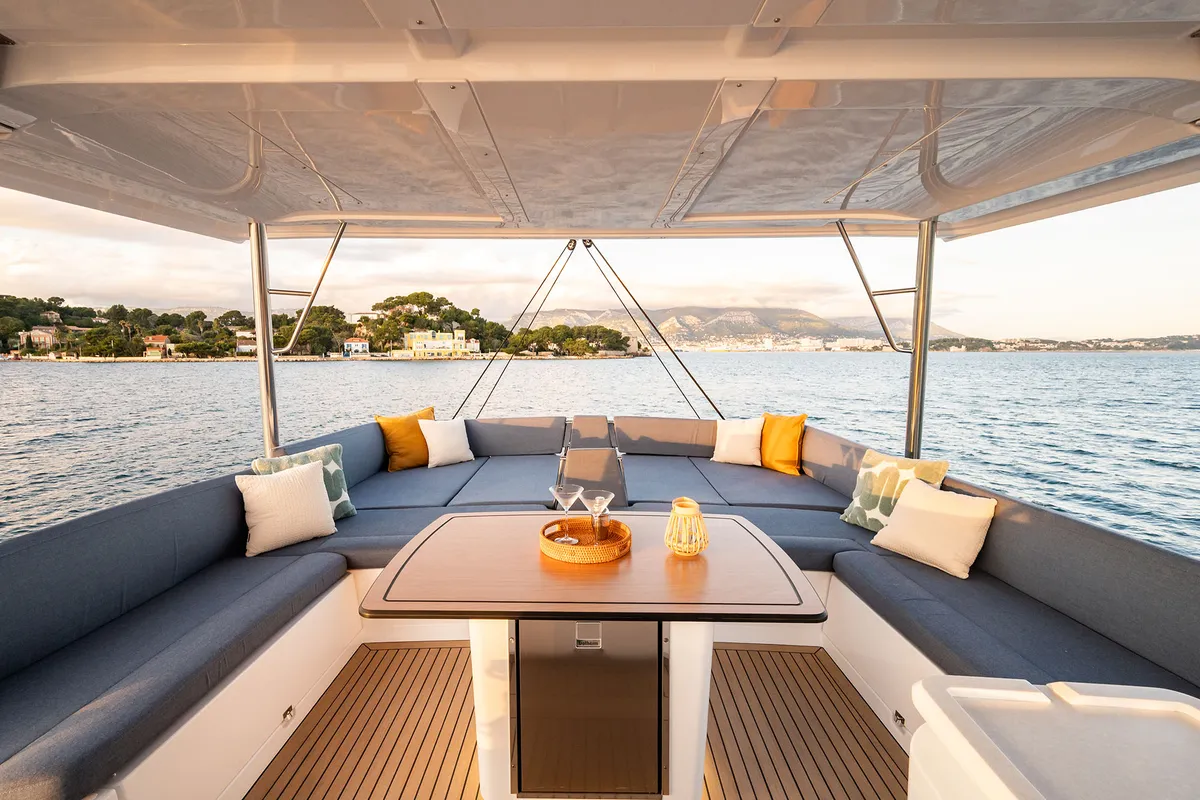 Deck of Lumière, a Bali 5.2 catamaran at Općina Sukošan, Croatia