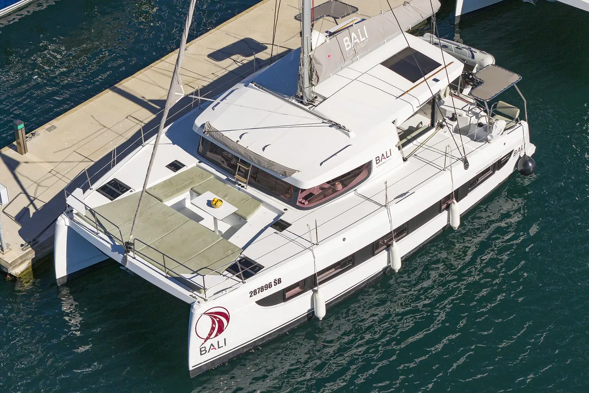 Exterior view of Arpina, a Bali Catsmart catamaran at Grad Šibenik, Croatia