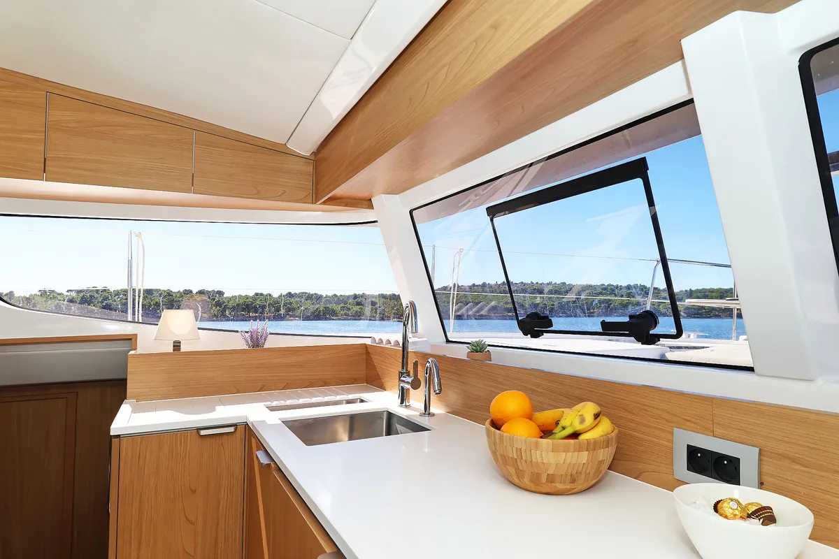 Galley of Arpina, a Bali Catsmart catamaran at Grad Šibenik, Croatia
