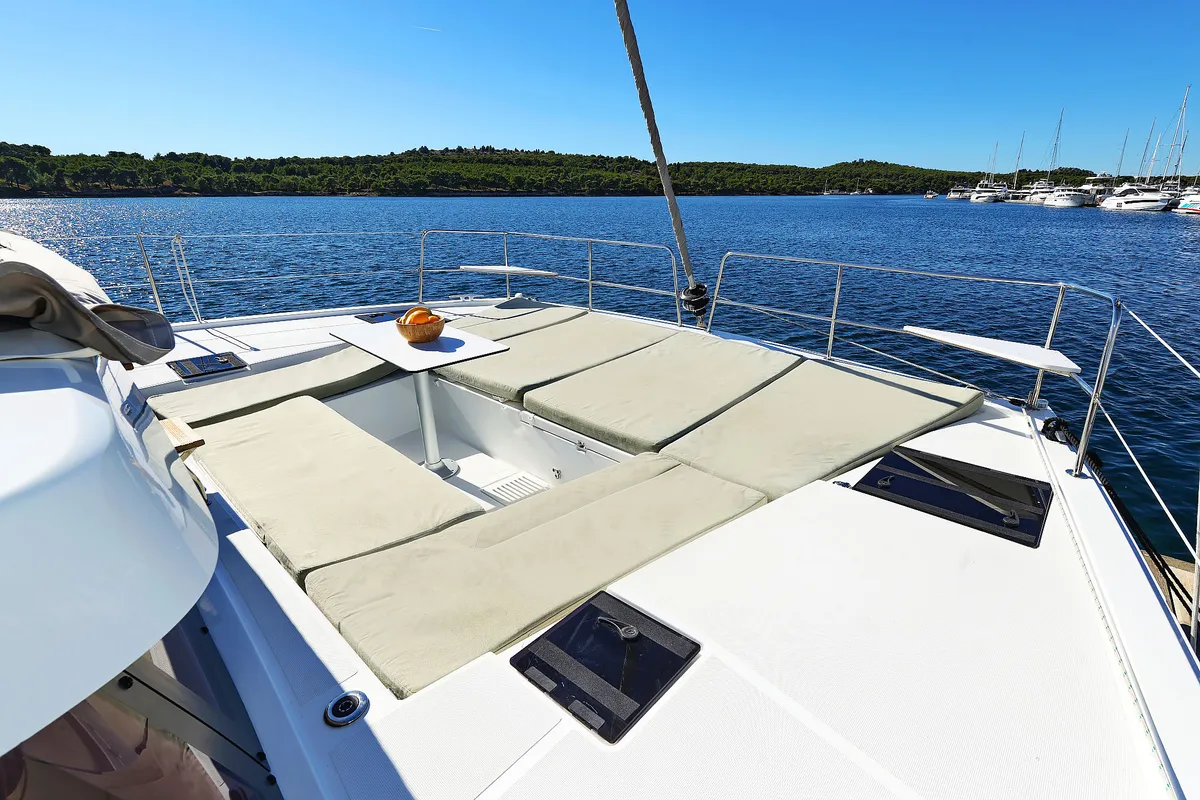 Deck of Arpina, a Bali Catsmart catamaran at Grad Šibenik, Croatia