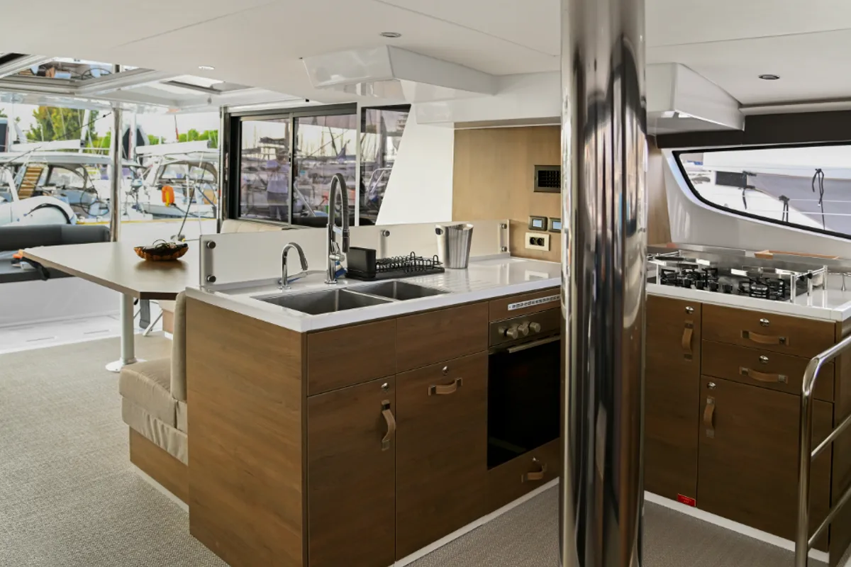 Cabin on E. M, a Bali 4.6 catamaran at Athens, Greece