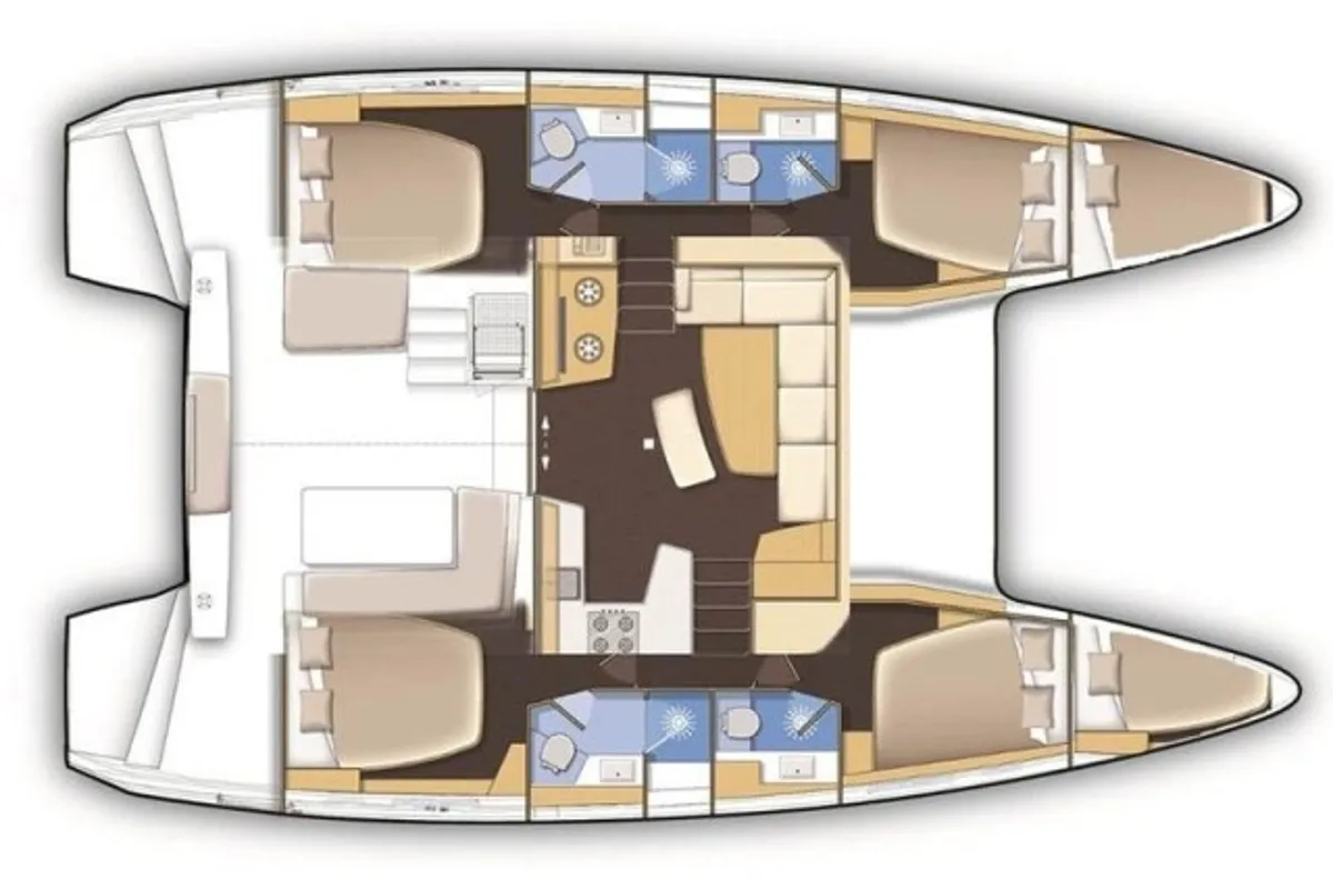 Floor plan of L42-20AR, a Lagoon 42 catamaran at Athens, Greece