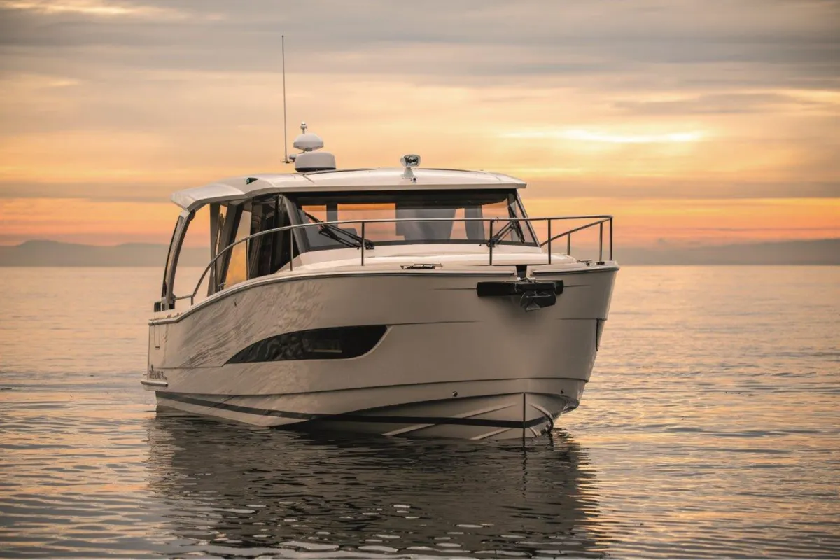 Exterior view of Helgeroa, a Greenline 39 motor yacht at Porsgrunn, Norway