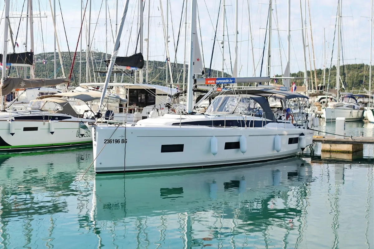 Exterior view of Summertime, a Bavaria C42 sailboat at Pirovac, Croatia