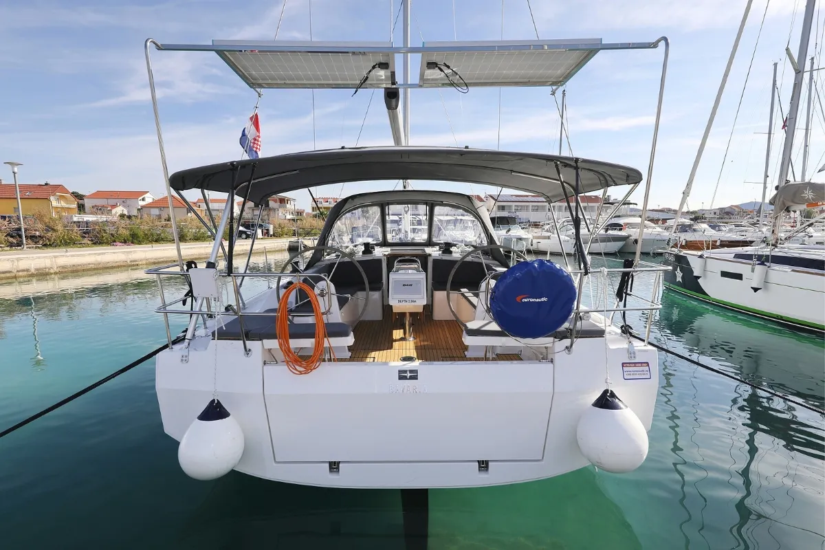 Exterior view of Summertime, a Bavaria C42 sailboat at Pirovac, Croatia