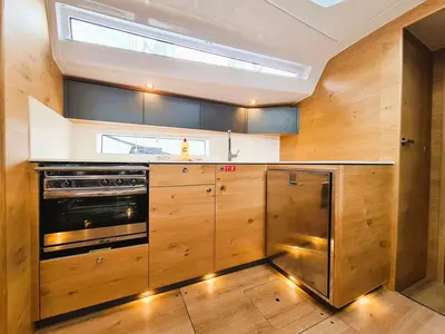 Galley of Hangover, a Elan Impression 45 sailboat at Šibenik, Croatia