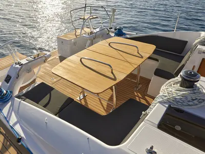 Deck of Hangover, a Elan Impression 45 sailboat at Šibenik, Croatia
