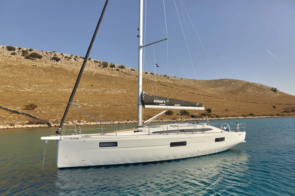 Exterior view of Hangover, a Elan Impression 45 sailboat at Šibenik, Croatia