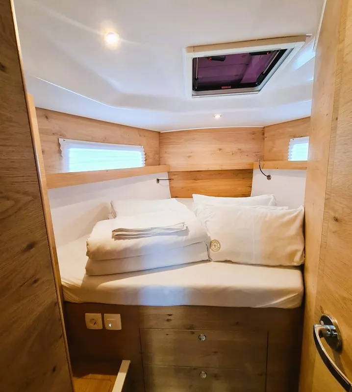 Cabin on Hangover, a Elan Impression 45 sailboat at Šibenik, Croatia