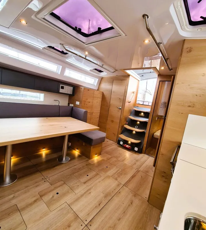 Salon of Hangover, a Elan Impression 45 sailboat at Šibenik, Croatia