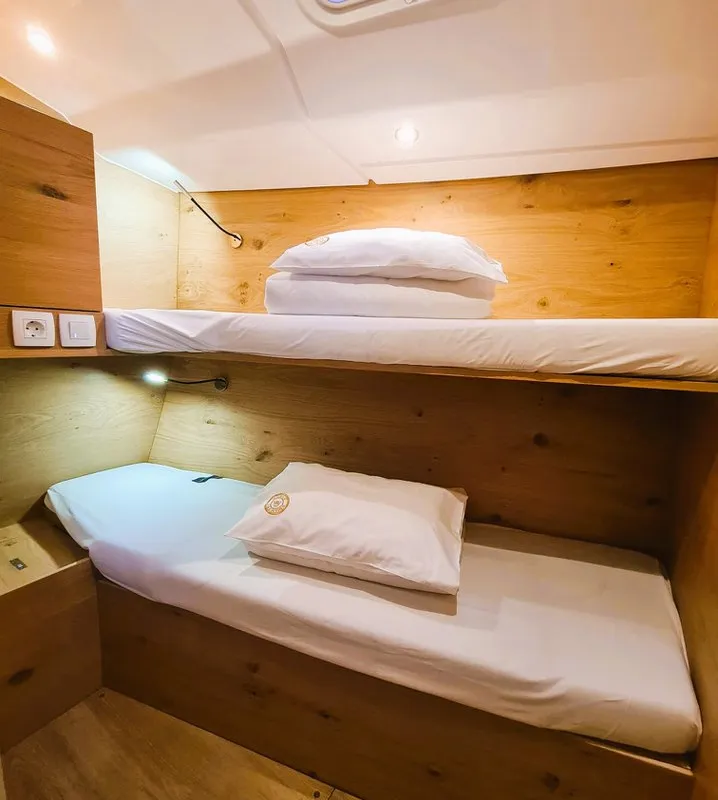 Cabin on Hangover, a Elan Impression 45 sailboat at Šibenik, Croatia