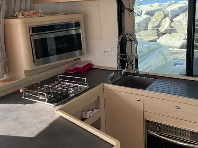 Galley of Aventura, a Lagoon 42 OW catamaran at Ventimiglia, Italy