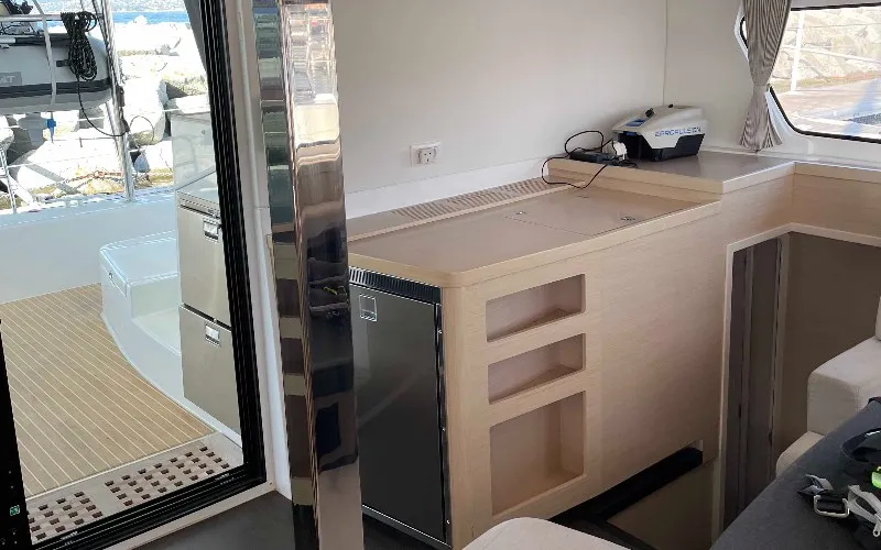 Galley of Aventura, a Lagoon 42 OW catamaran at Ventimiglia, Italy