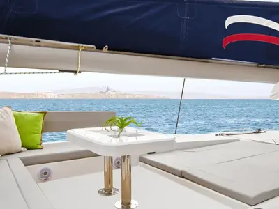 Deck of Moorings 4500L/10 Crewed, a Leopard 45 catamaran at Road Town, British Virgin Islands