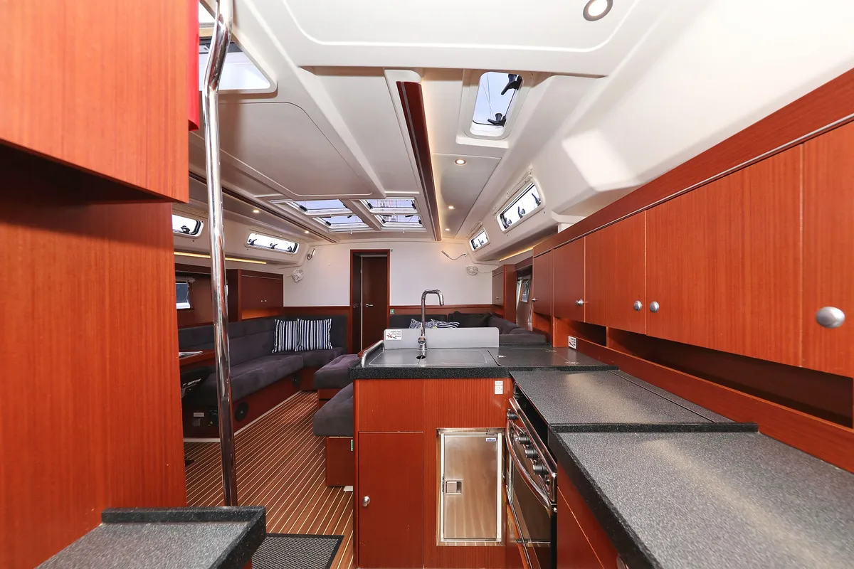 Galley of Bare Necessities, a Hanse 455 sailboat at Grad Kaštela, Croatia