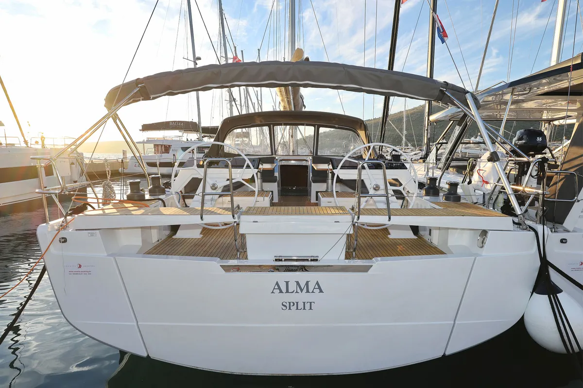 Exterior view of Alma, a Hanse 510 sailboat at Seget Donji, Croatia