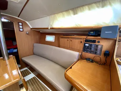 Salon of Zarif, a Jeanneau Sun Odyssey 32 sailboat at Fethiye, Turkey